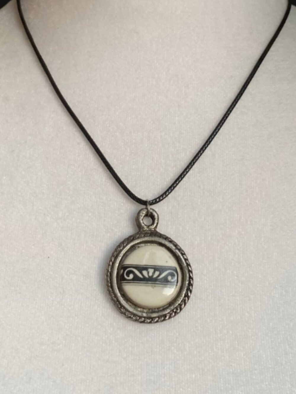 unisex y2k grunge upcycled vintage baroque medallion whimsigoth cord necklace